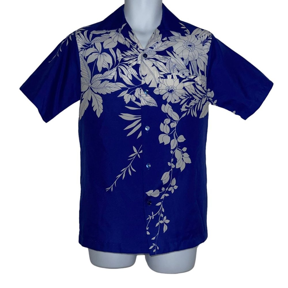 Hilo Hattie Aloha Shirt Mens S Lightweight Blue Floral Hawaiian Beach Vacation